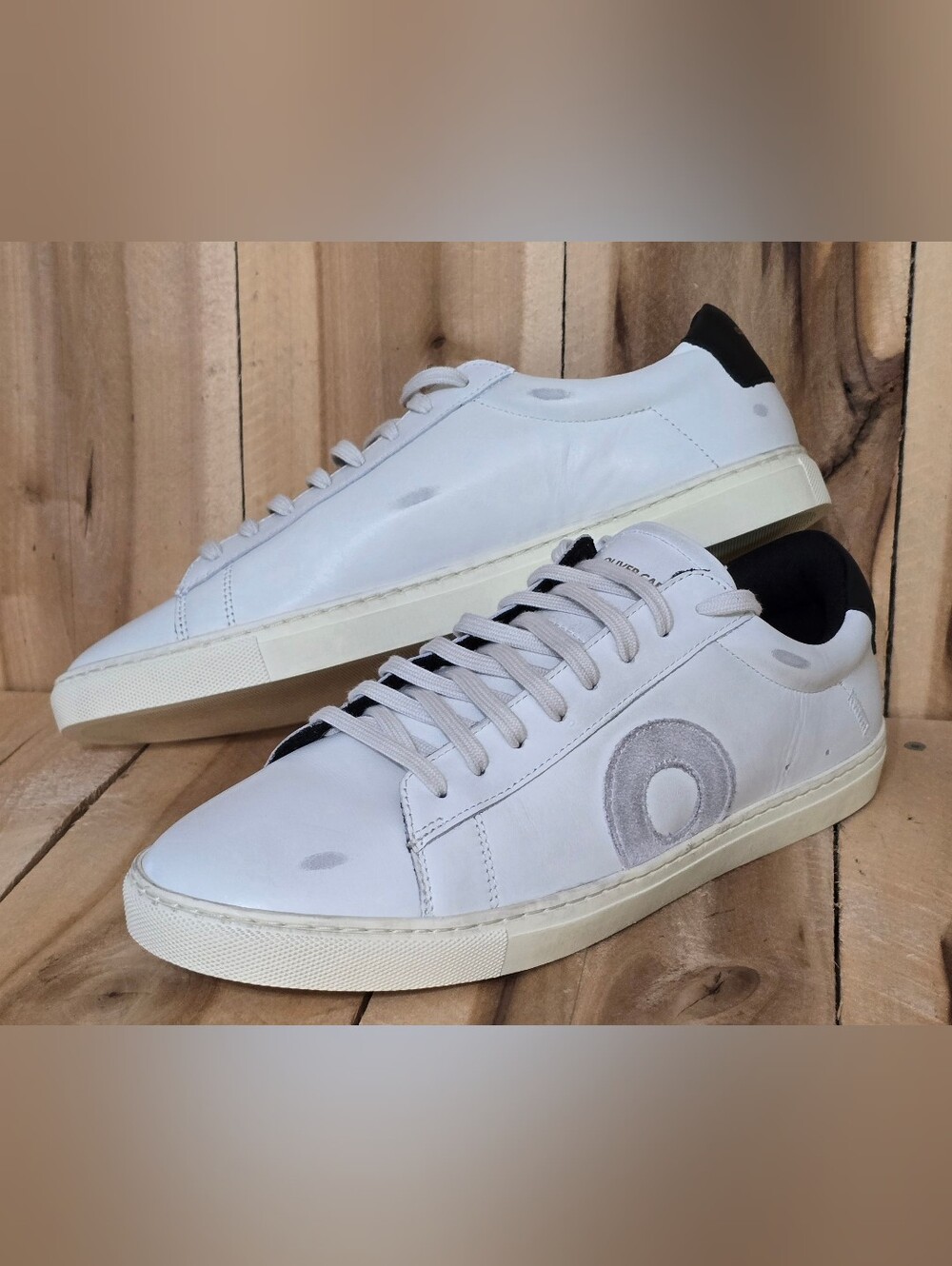 Oliver Cabell Low 1 Belmont White Black Distressed Sneakers 43 Mens 10 M b1